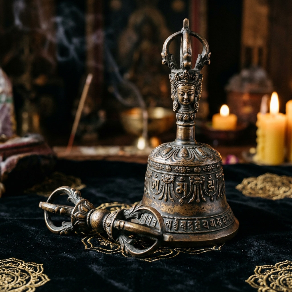 Campana Ritual Ghanta y Dorje en Siete Metales